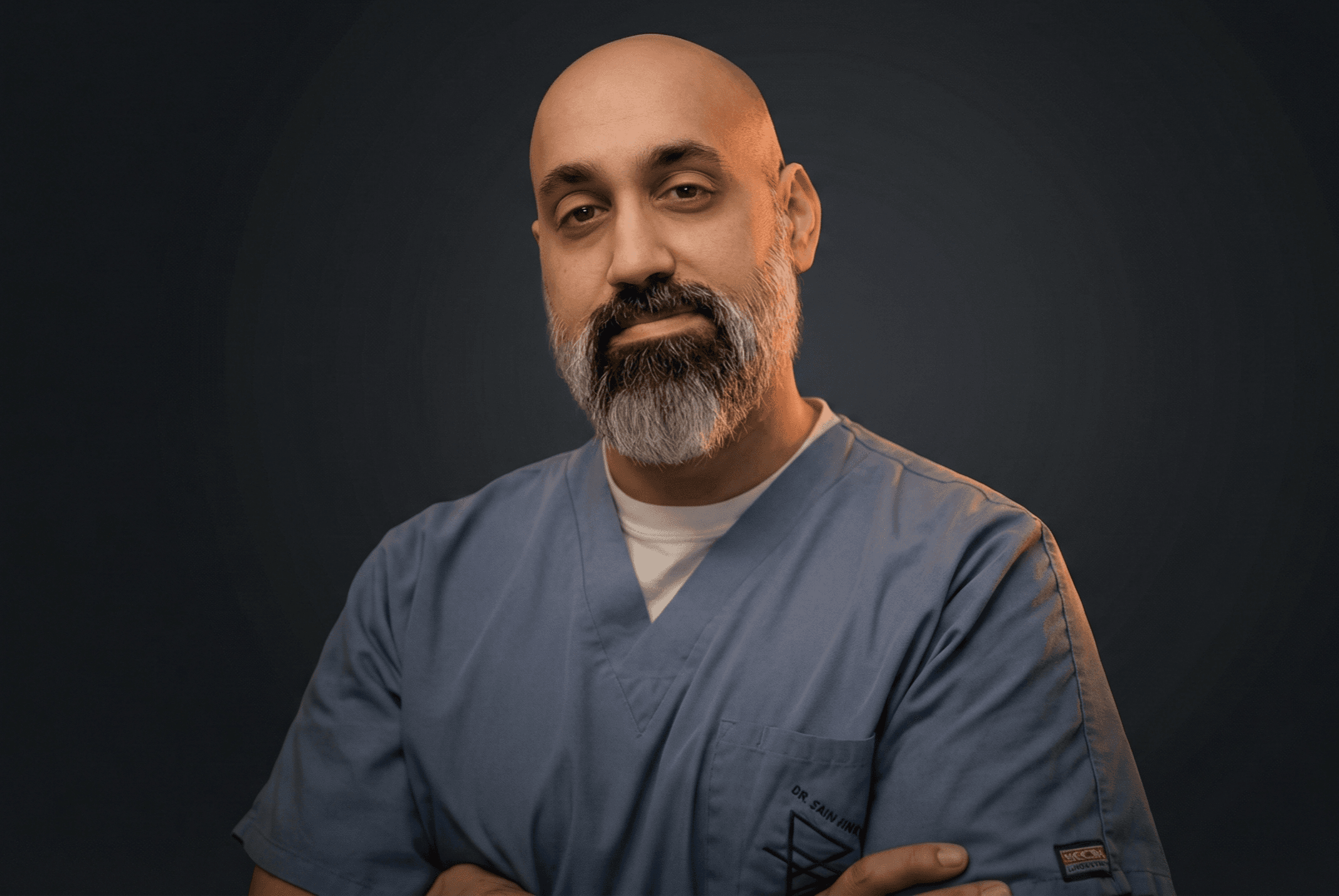 Cinematic portrait of a serious, analytical man in a study.